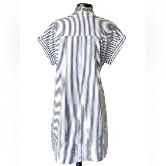J. Crew Lace Up Striped Shirt Dress Blue White Large - Picture 6 of 8